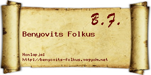 Benyovits Folkus névjegykártya